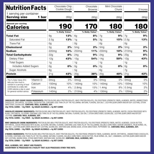 Quest Nutrition Chocolate Chip Dough Cookie Protein Bars, 21g Protein, 1g Sugar, 4g Net Carb, Gluten Free, Keto Friendy, 12 Count