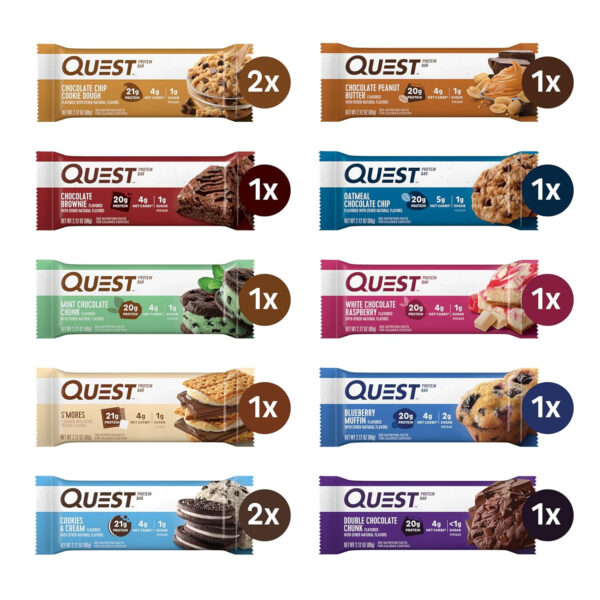 Quest Nutrition Chocolate Chip Dough Cookie Protein Bars, 21g Protein, 1g Sugar, 4g Net Carb, Gluten Free, Keto Friendy, 12 Count