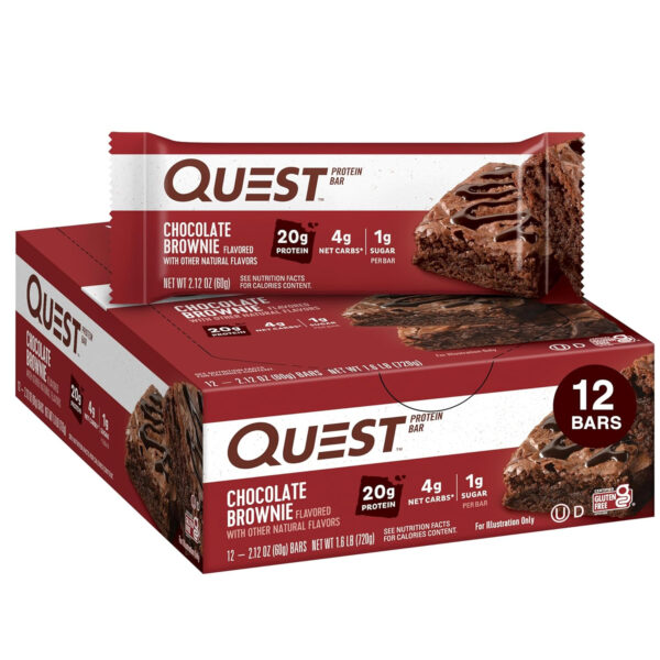 Quest Nutrition Chocolate Chip Dough Cookie Protein Bars, 21g Protein, 1g Sugar, 4g Net Carb, Gluten Free, Keto Friendy, 12 Count