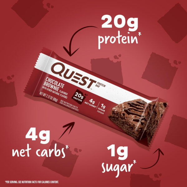 Quest Nutrition Chocolate Chip Dough Cookie Protein Bars, 21g Protein, 1g Sugar, 4g Net Carb, Gluten Free, Keto Friendy, 12 Count