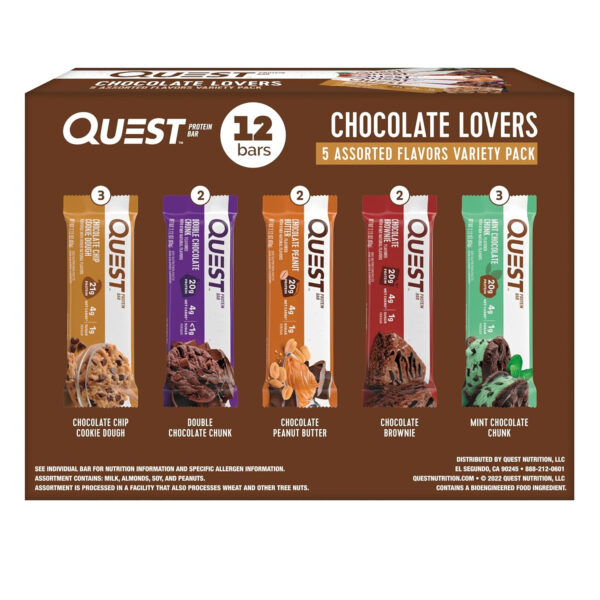Quest Nutrition Chocolate Chip Dough Cookie Protein Bars, 21g Protein, 1g Sugar, 4g Net Carb, Gluten Free, Keto Friendy, 12 Count