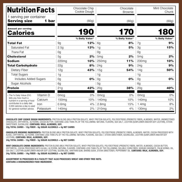 Quest Nutrition Chocolate Chip Dough Cookie Protein Bars, 21g Protein, 1g Sugar, 4g Net Carb, Gluten Free, Keto Friendy, 12 Count