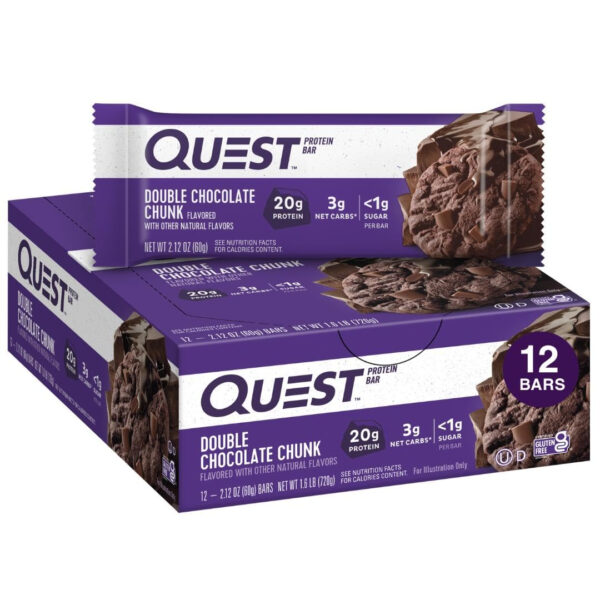 Quest Nutrition Chocolate Chip Dough Cookie Protein Bars, 21g Protein, 1g Sugar, 4g Net Carb, Gluten Free, Keto Friendy, 12 Count