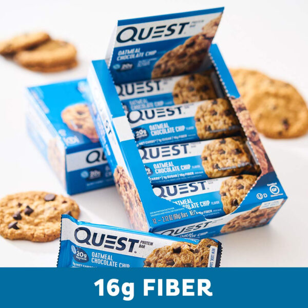 Quest Nutrition Chocolate Chip Dough Cookie Protein Bars, 21g Protein, 1g Sugar, 4g Net Carb, Gluten Free, Keto Friendy, 12 Count