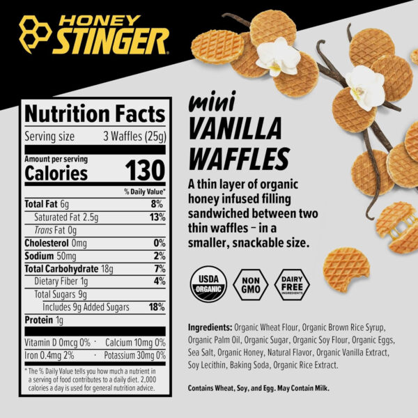 Honey Stinger Organic Honey Waffle, Energy Stroopwafel for Exercise, Endurance and Performance, Sports Nutrition for Home & Gym, Pre and Post Workout, Box of 16 Waffles, 16.96 Ounce (Pack of 16)