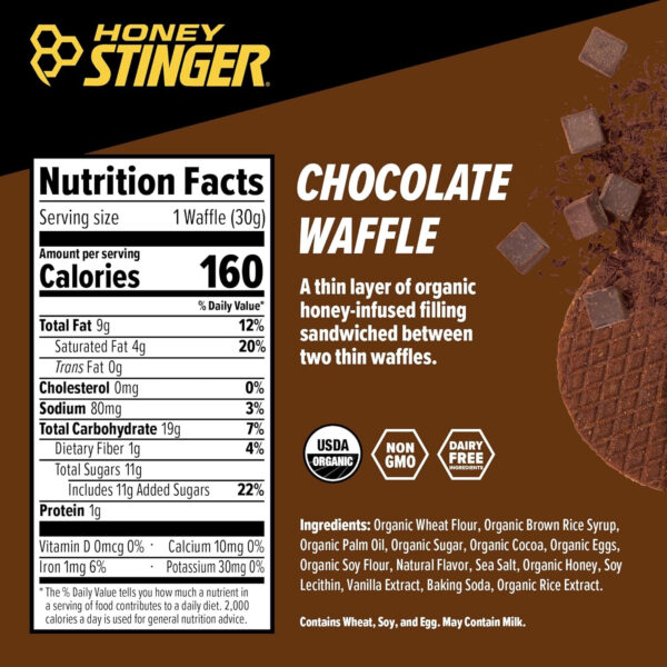 Honey Stinger Organic Honey Waffle, Energy Stroopwafel for Exercise, Endurance and Performance, Sports Nutrition for Home & Gym, Pre and Post Workout, Box of 16 Waffles, 16.96 Ounce (Pack of 16)