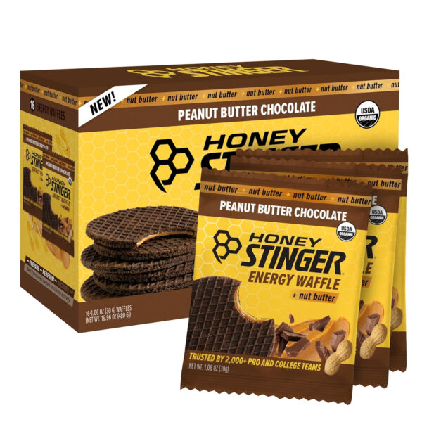 Honey Stinger Organic Honey Waffle, Energy Stroopwafel for Exercise, Endurance and Performance, Sports Nutrition for Home & Gym, Pre and Post Workout, Box of 16 Waffles, 16.96 Ounce (Pack of 16)