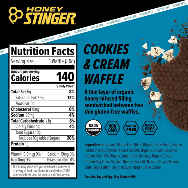 Honey Stinger Organic Honey Waffle, Energy Stroopwafel for Exercise, Endurance and Performance, Sports Nutrition for Home & Gym, Pre and Post Workout, Box of 16 Waffles, 16.96 Ounce (Pack of 16)