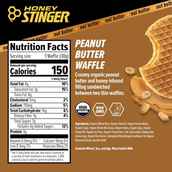 Honey Stinger Organic Honey Waffle, Energy Stroopwafel for Exercise, Endurance and Performance, Sports Nutrition for Home & Gym, Pre and Post Workout, Box of 16 Waffles, 16.96 Ounce (Pack of 16)