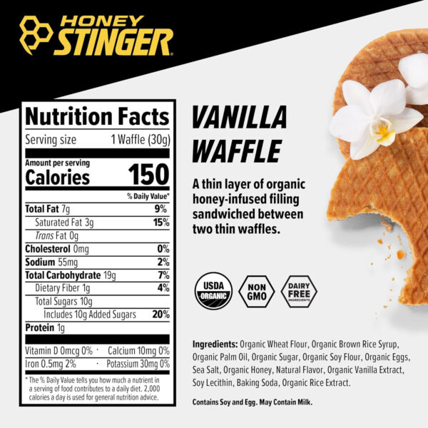 Honey Stinger Organic Honey Waffle, Energy Stroopwafel for Exercise, Endurance and Performance, Sports Nutrition for Home & Gym, Pre and Post Workout, Box of 16 Waffles, 16.96 Ounce (Pack of 16)