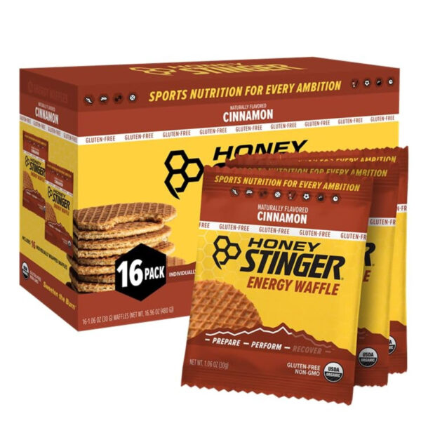 Honey Stinger Organic Honey Waffle, Energy Stroopwafel for Exercise, Endurance and Performance, Sports Nutrition for Home & Gym, Pre and Post Workout, Box of 16 Waffles, 16.96 Ounce (Pack of 16)