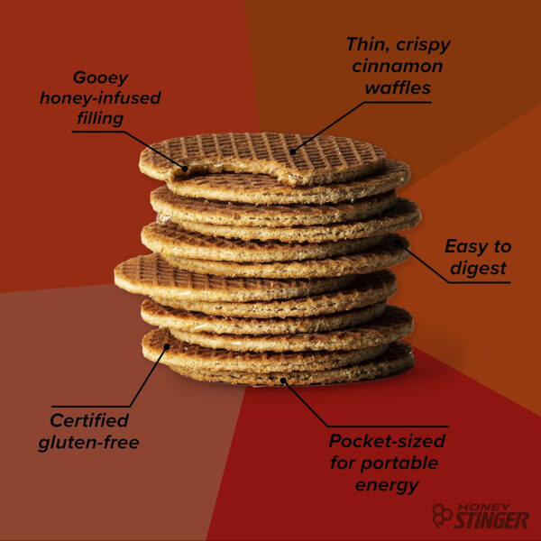 Honey Stinger Organic Honey Waffle, Energy Stroopwafel for Exercise, Endurance and Performance, Sports Nutrition for Home & Gym, Pre and Post Workout, Box of 16 Waffles, 16.96 Ounce (Pack of 16)