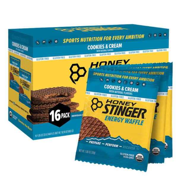 Honey Stinger Organic Honey Waffle, Energy Stroopwafel for Exercise, Endurance and Performance, Sports Nutrition for Home & Gym, Pre and Post Workout, Box of 16 Waffles, 16.96 Ounce (Pack of 16)