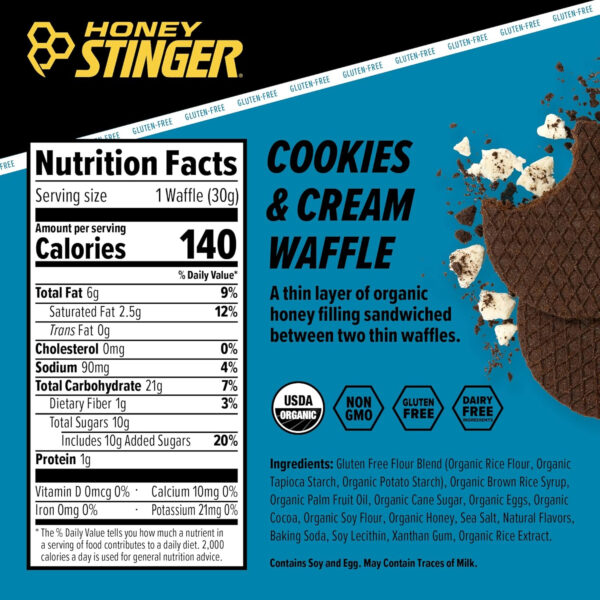 Honey Stinger Organic Honey Waffle, Energy Stroopwafel for Exercise, Endurance and Performance, Sports Nutrition for Home & Gym, Pre and Post Workout, Box of 16 Waffles, 16.96 Ounce (Pack of 16)