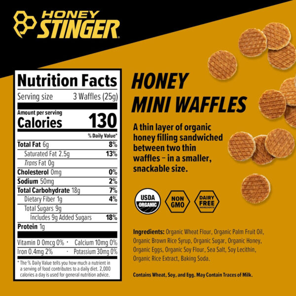 Honey Stinger Organic Honey Waffle, Energy Stroopwafel for Exercise, Endurance and Performance, Sports Nutrition for Home & Gym, Pre and Post Workout, Box of 16 Waffles, 16.96 Ounce (Pack of 16)