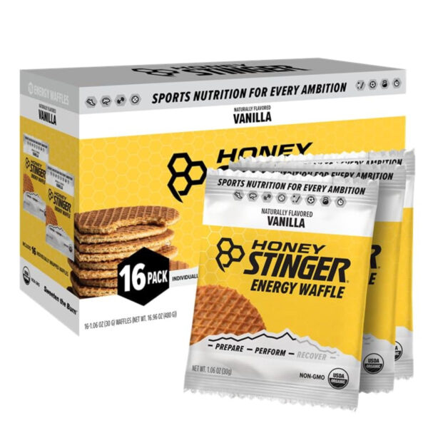 Honey Stinger Organic Honey Waffle, Energy Stroopwafel for Exercise, Endurance and Performance, Sports Nutrition for Home & Gym, Pre and Post Workout, Box of 16 Waffles, 16.96 Ounce (Pack of 16)