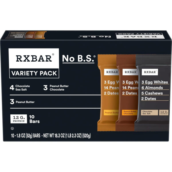 6893b577936af87efbbf9da285ff5ff0eb62767559608a7202c73.jpg RXBAR Protein Bars, Protein Snack, Snack Bars, Variety Pack, 18.3oz Box (10 Bars)