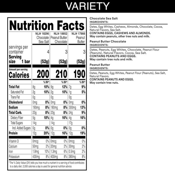 6893b578c7bdf196c209a70f091b282e4017b467f397234b03a38.jpg RXBAR Protein Bars, Protein Snack, Snack Bars, Variety Pack, 18.3oz Box (10 Bars)