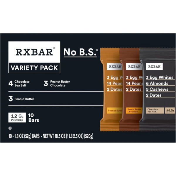 6893b57b15c535bf8bdb927fe7ed1243df6d638bdb303a4d3512c.jpg RXBAR Protein Bars, Protein Snack, Snack Bars, Variety Pack, 18.3oz Box (10 Bars)