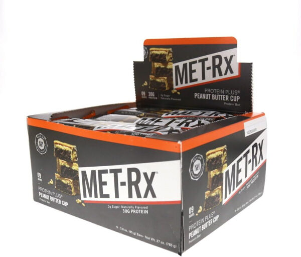 MET-Rx Protein Plus Bar, Great as Healthy Meal Replacement, Snack, and Help Support Energy, Gluten Free, Peanut Butter Cup, With Vitamin A, Vitamin C, and Zinc to Support Immune Health, 85 g,9 Count