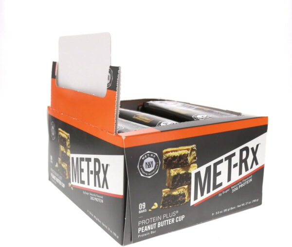 MET-Rx Protein Plus Bar, Great as Healthy Meal Replacement, Snack, and Help Support Energy, Gluten Free, Peanut Butter Cup, With Vitamin A, Vitamin C, and Zinc to Support Immune Health, 85 g,9 Count