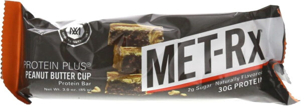 MET-Rx Protein Plus Bar, Great as Healthy Meal Replacement, Snack, and Help Support Energy, Gluten Free, Peanut Butter Cup, With Vitamin A, Vitamin C, and Zinc to Support Immune Health, 85 g,9 Count
