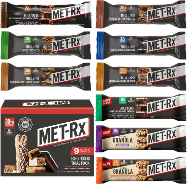 MET-Rx Protein Plus Bar, Great as Healthy Meal Replacement, Snack, and Help Support Energy, Gluten Free, Peanut Butter Cup, With Vitamin A, Vitamin C, and Zinc to Support Immune Health, 85 g,9 Count