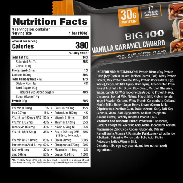 MET-Rx Protein Plus Bar, Great as Healthy Meal Replacement, Snack, and Help Support Energy, Gluten Free, Peanut Butter Cup, With Vitamin A, Vitamin C, and Zinc to Support Immune Health, 85 g,9 Count