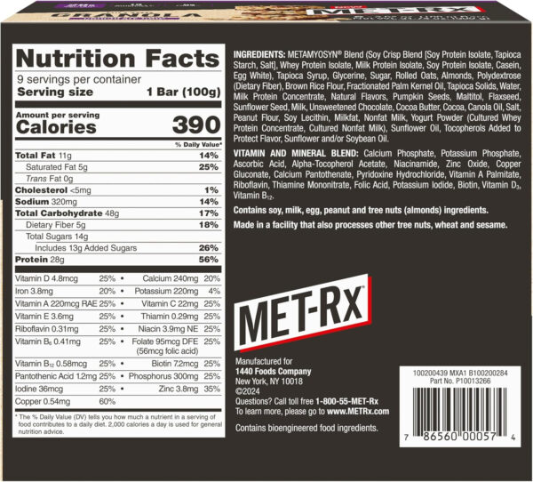 MET-Rx Protein Plus Bar, Great as Healthy Meal Replacement, Snack, and Help Support Energy, Gluten Free, Peanut Butter Cup, With Vitamin A, Vitamin C, and Zinc to Support Immune Health, 85 g,9 Count