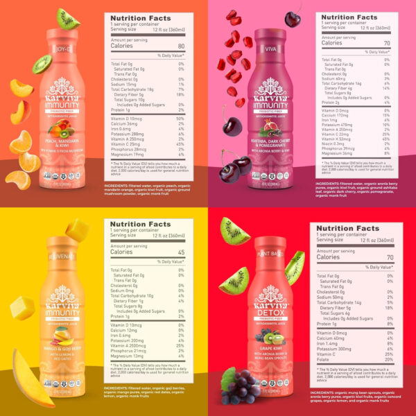 68940746d2b0223d6b8f6f15ef9b69185d09f060bb1a14dbad0f6.jpg Karviva Organic Juice Cleanse & Skin Glowing Pack – Detox & Collagen Boost, Low-Sugar, High Fiber, Antioxidants & Vitamins – Ancient Remedies For Weight Control & Sugar Detox, 1–3 Day Use (6 BPA-Free Bottles, 12 oz)