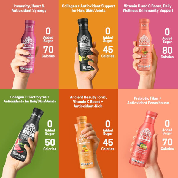 6894074940e6fee30ba06aeb82675304c140984c8d6bef1e8217e.jpg Karviva Organic Juice Cleanse & Skin Glowing Pack – Detox & Collagen Boost, Low-Sugar, High Fiber, Antioxidants & Vitamins – Ancient Remedies For Weight Control & Sugar Detox, 1–3 Day Use (6 BPA-Free Bottles, 12 oz)