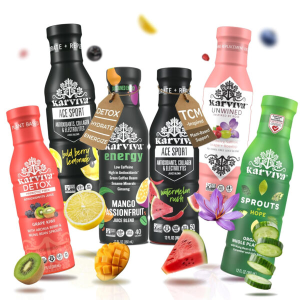 Karviva Juice Cleanse For Women's Health & Hormonal Balance | Ancient Remedies For Weight Control, Energy Boost, Skin Health | Detox, Energy, Collagen Boost, and Destress | TCM-Inspired Relief | Non-GMO, 6 BPA-Free Bottles