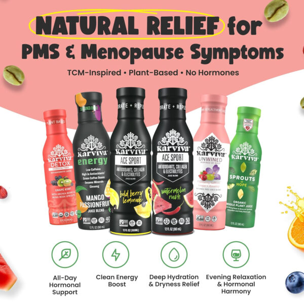 Karviva Juice Cleanse For Women's Health & Hormonal Balance | Ancient Remedies For Weight Control, Energy Boost, Skin Health | Detox, Energy, Collagen Boost, and Destress | TCM-Inspired Relief | Non-GMO, 6 BPA-Free Bottles