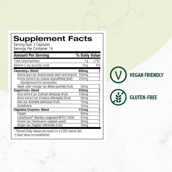 Purely Inspired 7-Day Detox Cleanse - Whole Body Cleanse & Detox Pills for Women & Men, Powered with Senna Leaf, Vitamin C, Apple Cider Vinegar, Digestive Enzymes & Probiotics - 42 Acai Berry Capsules