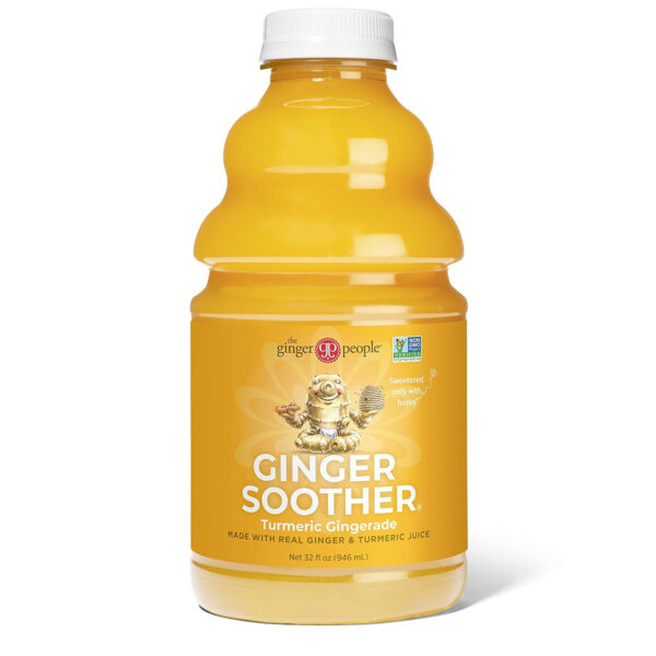 689408545f72a14c1af4411efebf1030eb58b5d9689e1acf12c45.jpg Turmeric Gingerade, Ginger Soother by The Ginger People – Drug Free Digestive Health, Turmeric Flavor, Premium Quality Turmeric Juice, Single - 32 Oz (Pack of 1)