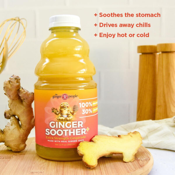 68940878ae47c205444132513171fb0e70cd9b098439e2fe435c6.jpg Turmeric Gingerade, Ginger Soother by The Ginger People – Drug Free Digestive Health, Turmeric Flavor, Premium Quality Turmeric Juice, Single - 32 Oz (Pack of 1)
