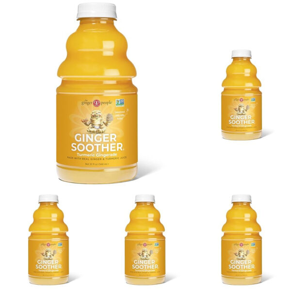 68940883c4bb8eaaa8387f4a4e20b90b3e0931f692a93191a3a77.jpg Turmeric Gingerade, Ginger Soother by The Ginger People – Drug Free Digestive Health, Turmeric Flavor, Premium Quality Turmeric Juice, Single - 32 Oz (Pack of 1)
