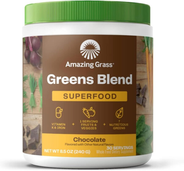 Amazing Grass Greens Superfood Detox & Digest: Greens Powder with Digestive Enzymes & Probiotics, Clean Green, 30 Servings (Packaging May Vary)