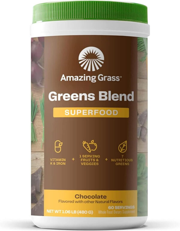 Amazing Grass Greens Superfood Detox & Digest: Greens Powder with Digestive Enzymes & Probiotics, Clean Green, 30 Servings (Packaging May Vary)