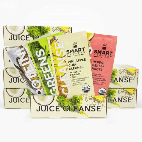 Smart Pressed Juice 1-Day Organic Juice Cleanse | Healthy Detox Program | Vegan Vanilla Protein, Green Juice, Beets Juice & Pineapple Chia Cleanse | High Fiber & Vegan
