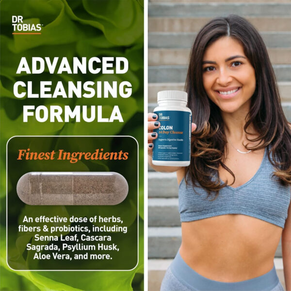 68940ad2450e56ac7dbd922ae2ece931ffd29356e65c42bb19b8a.jpg Dr. Tobias Colon 14 Day Cleanse, Advanced Gut Cleanse Detox for Women & Men with Cascara Sagrada, Psyllium Husk, Senna Leaf & Probiotics, Non-GMO Colon Cleanse, 28 Capsules 1-2 Daily