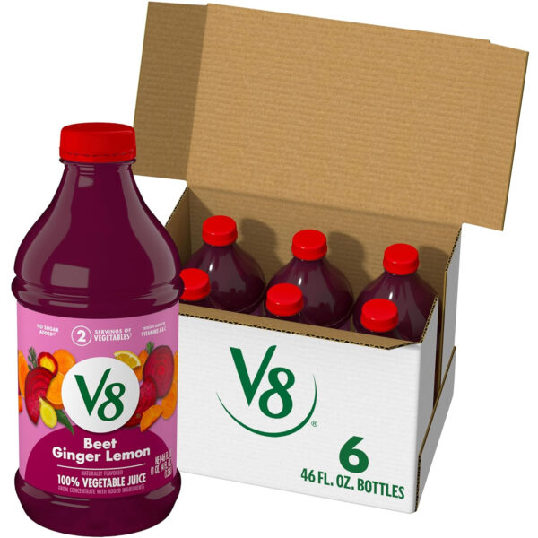 V8 Beet Ginger Lemon 100% Vegetable Juice, 46 fl oz Bottle