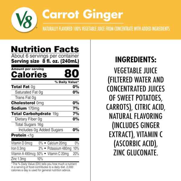 V8 Beet Ginger Lemon 100% Vegetable Juice, 46 fl oz Bottle