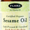 Flora - Certified Organic Sesame Oil - Cold-Pressed Cooking Oil with Essential Fatty Acids - Vegan, Kosher & Non-GMO - 8.5 fl. oz. Glass Bottle