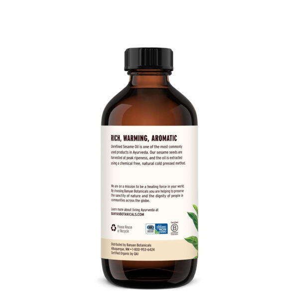 Banyan Botanicals Sesame Oil – Organic & Unrefined Sesame Oil for Skin, Body, Hair & More – Multiple Sizes – 8 oz – Non GMO Sustainably Sourced Vegan