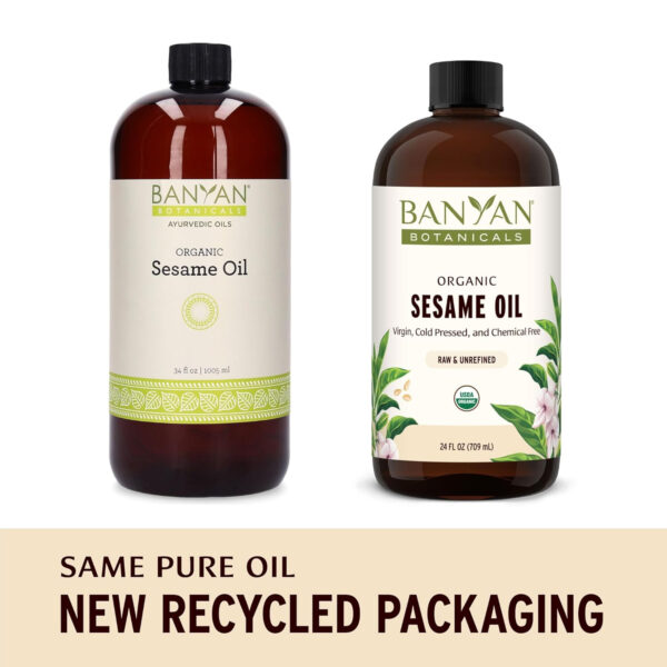 Banyan Botanicals Sesame Oil – Organic & Unrefined Sesame Oil for Skin, Body, Hair & More – Multiple Sizes – 8 oz – Non GMO Sustainably Sourced Vegan