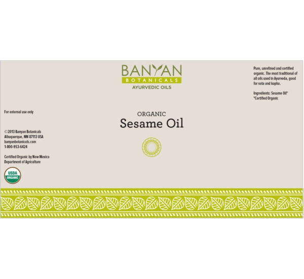 Banyan Botanicals Sesame Oil – Organic & Unrefined Sesame Oil for Skin, Body, Hair & More – Multiple Sizes – 8 oz – Non GMO Sustainably Sourced Vegan