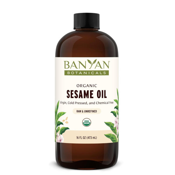 Banyan Botanicals Sesame Oil – Organic & Unrefined Sesame Oil for Skin, Body, Hair & More – Multiple Sizes – 8 oz – Non GMO Sustainably Sourced Vegan