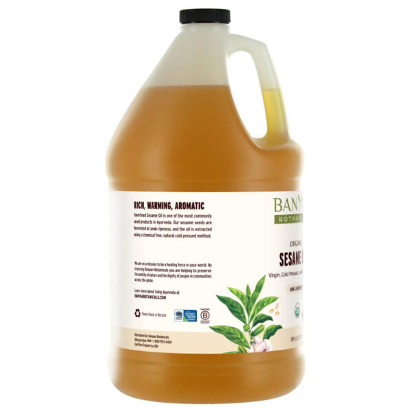 Banyan Botanicals Sesame Oil – Organic & Unrefined Sesame Oil for Skin, Body, Hair & More – Multiple Sizes – 8 oz – Non GMO Sustainably Sourced Vegan