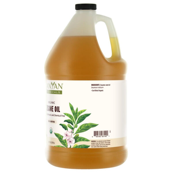 Banyan Botanicals Sesame Oil – Organic & Unrefined Sesame Oil for Skin, Body, Hair & More – Multiple Sizes – 8 oz – Non GMO Sustainably Sourced Vegan